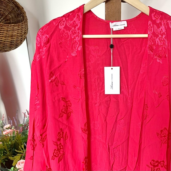 NWT Lovers + Friends Hot Pink Satin Kimono Robe Wrap Dress XXS XS No Belt - Picture 16 of 16